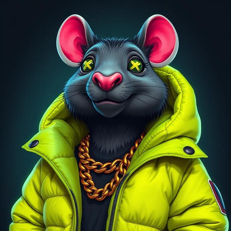 Volt Puffer — streetwear rat NFT avatar with Gold Chain