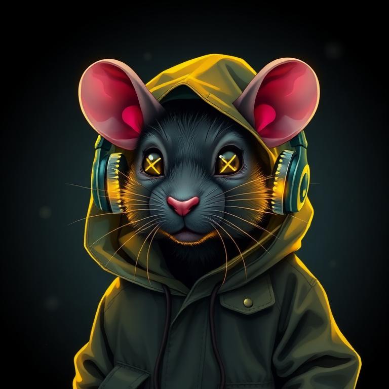 Static Runner — streetwear rat NFT avatar with Headphones