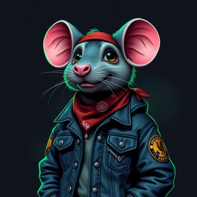 Denim Drifter — streetwear rat NFT avatar with Patch Jacket