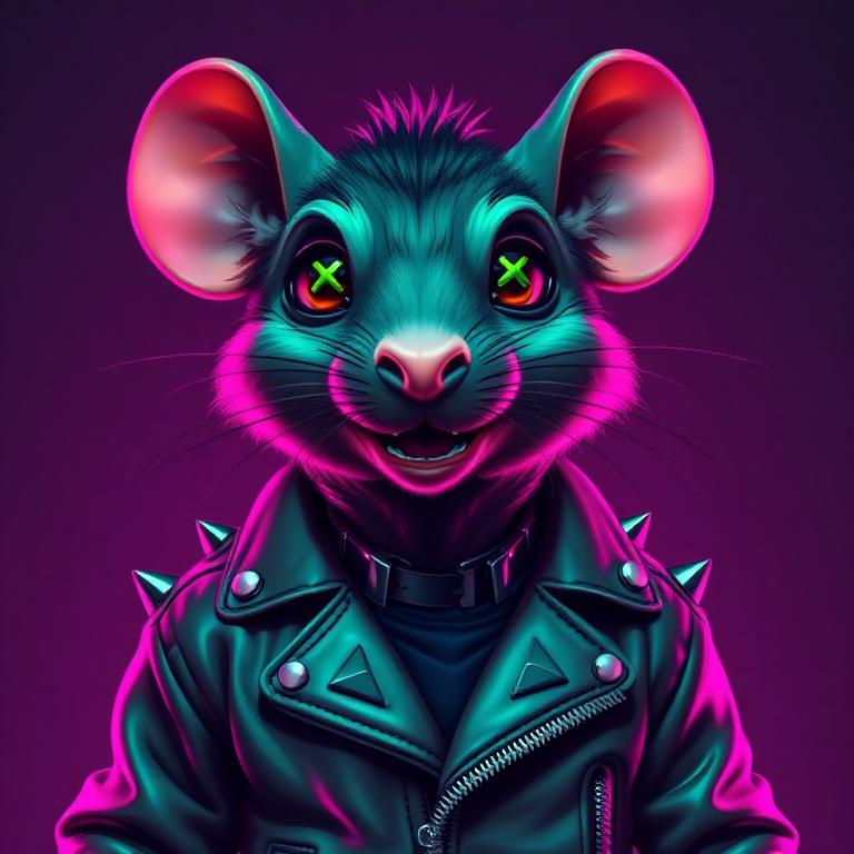Spike Rider — streetwear rat NFT avatar with Biker Leather
